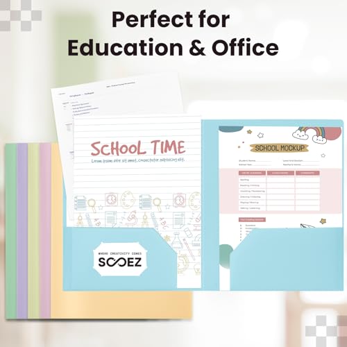 Smart Home Sooez 6Pack Folders with Pockets, Pastels Colors, for Daily Use