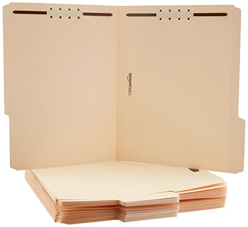 Eco-Friendly Basics Manila File Folders with Fasteners for Organized Filing, for Daily Use
