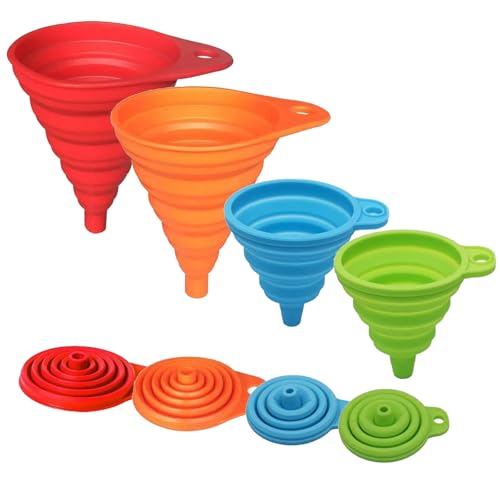 Minimalist Foldable Silicone Funnel Set (4 Pack) – Collapsible Small Collection