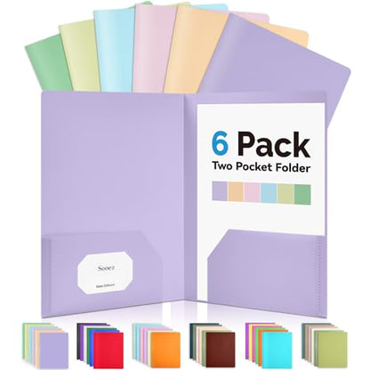 Smart Home Sooez 6Pack Folders with Pockets, Pastels Colors, for Daily Use