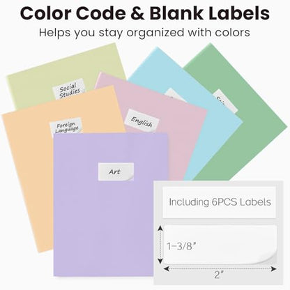 Smart Home Sooez 6Pack Folders with Pockets, Pastels Colors, for Daily Use