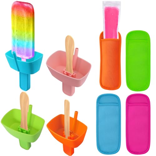 Minimalist AIERSA 8pcs Popsicle Holders and Ice Pop Sleeves Collection