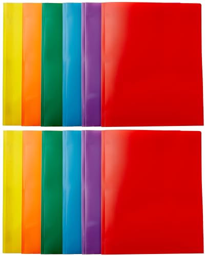 Basics Heavy Duty Plastic Folders with 2 Pockets for Documents, for Daily Use